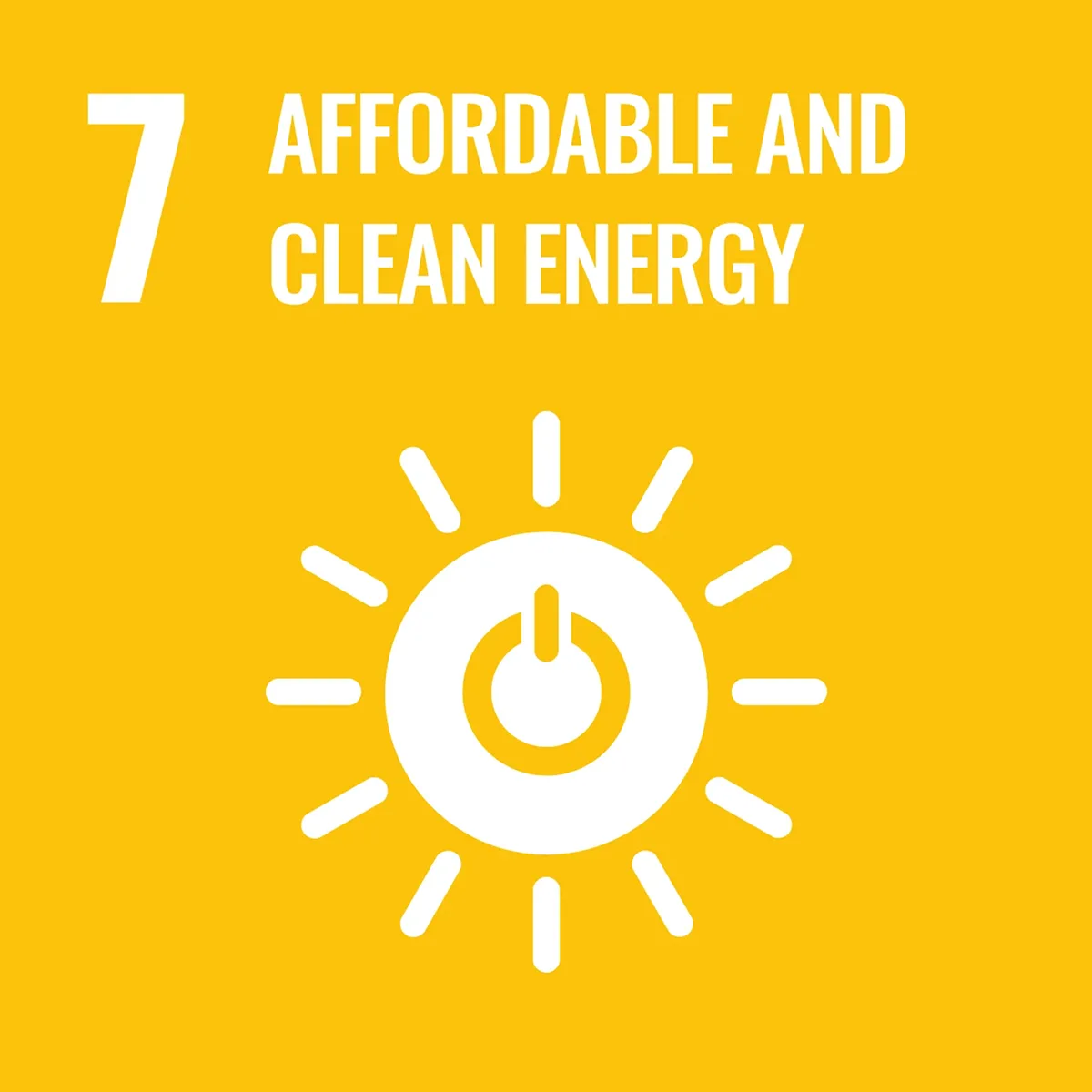 Icon der UN-Ziele für nachhaltige Entwicklung 7: Bezahlbare und saubere Energie.
