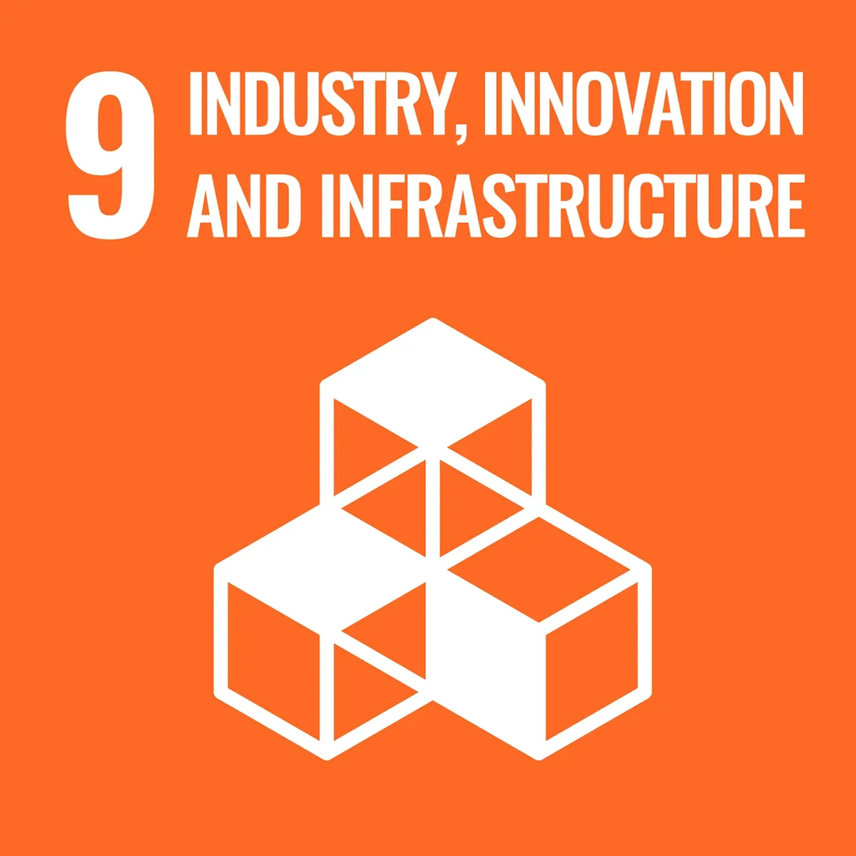 Icon der UN-Ziele für nachhaltige Entwicklung 9: Industrie, Innovation und Infrastruktur.